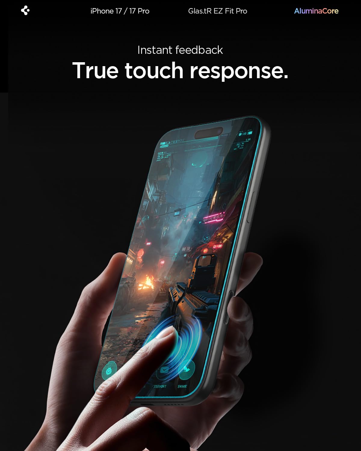 Spigen Glas.tR EZ Fit Pro Vetro Temperato compatibile con iPhone 17, iPhone 17 Pro/16 Pro, 2 Pezzi, Installazione Facile, Cristallino, Durezza 9H Pellicola prottetiva