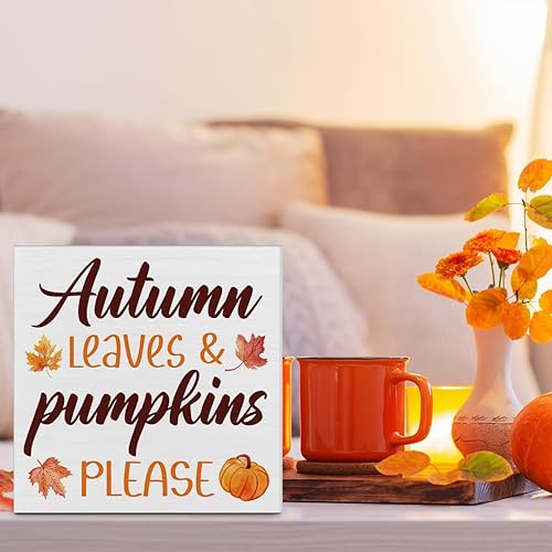 Miniatura 4 de Hijie Decoración de otoño de granja, decoración de otoño, hojas de calabaza, letrero de madera, decoración del hogar, interior, para escritorio,