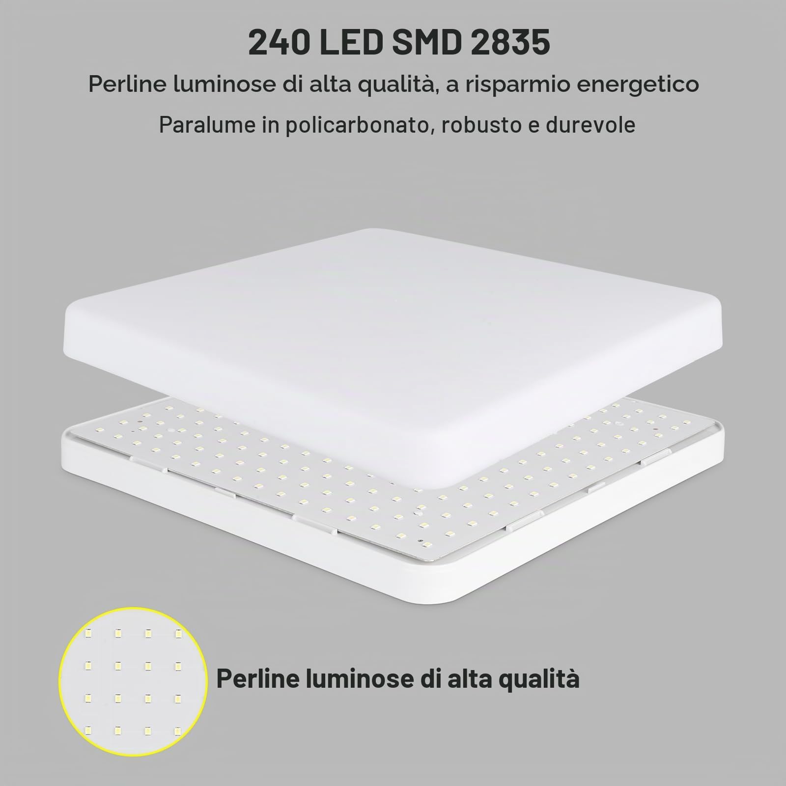 Kambo Plafoniera LED Quadrata 36W - Lampada da Soffitto Luce - Plafoniera Soffitto Bianco Neutro 4500K 3240LM - Moderno Plafoniera Bagno IP44 Cucina Soggiorno Corridoio Ufficio Cantina