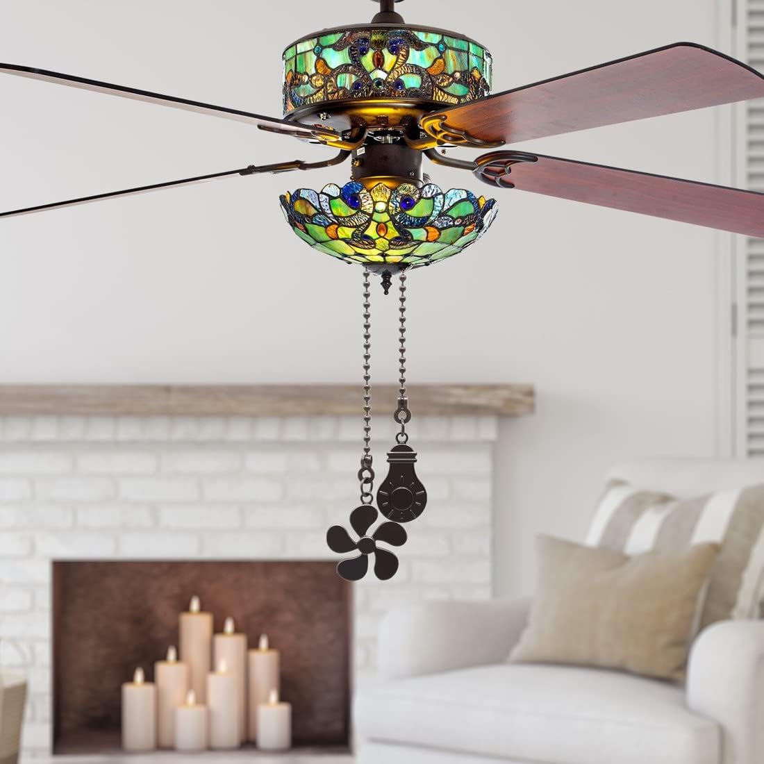 Ceiling Fan Pull Chain Kit - Bulb and Fan Pattern Extension Pendant 4PCS 12 Inch Extender With Ball Connector (ORB)