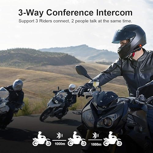 Miniatura 4 de Fodsports BT-S2 - Intercomunicador Bluetooth para motocicleta, todoterreno, casco de intercomunicación Bluetooth de 1000 M, manos libres, FM, MP3