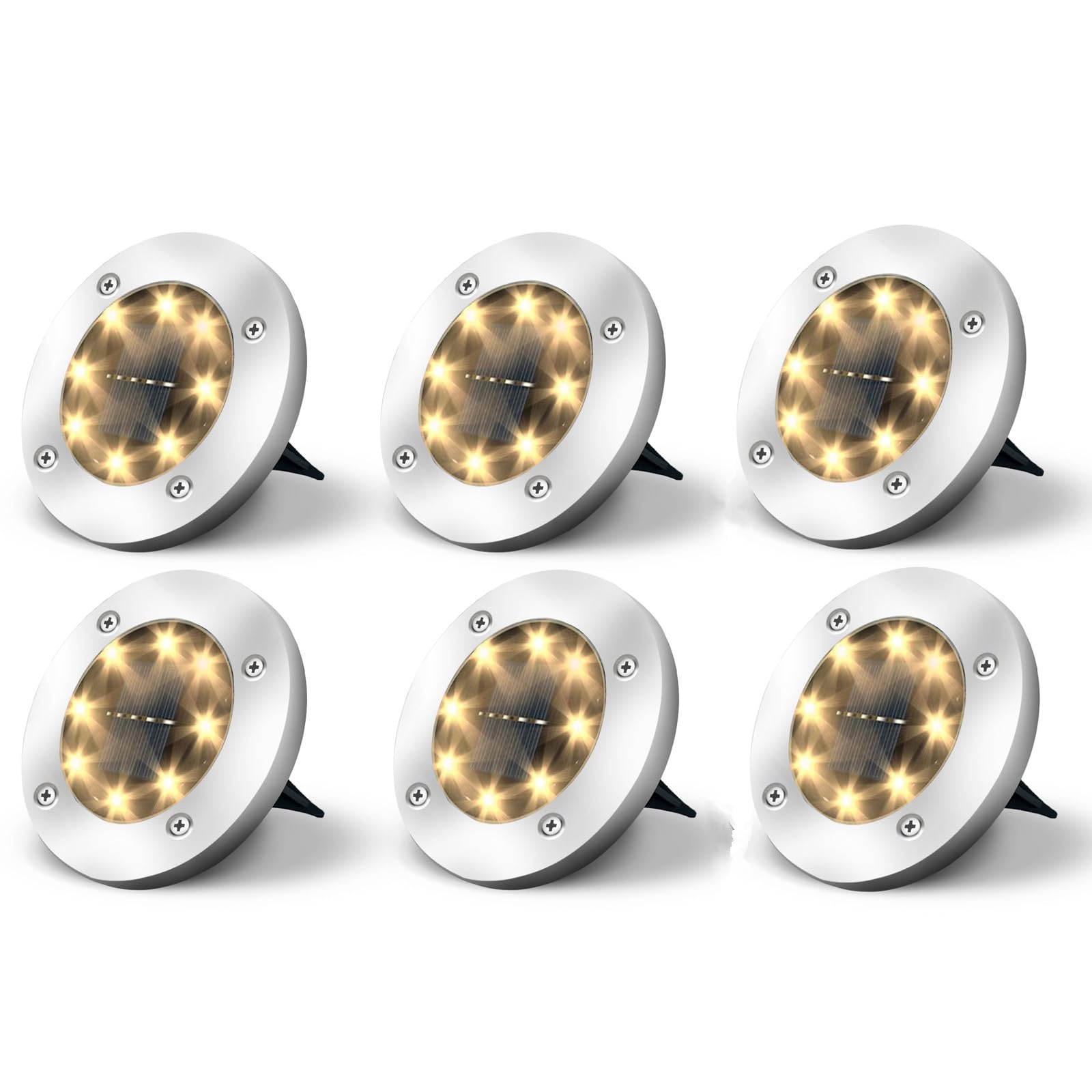 Jsdoin Warm Solar Lights Outdoor Garden,Deck Lights Solar Powered - 8 Led,For Landscape,Walkway,Lawn,Steps Decks,Pathway Yard Stairs Fences,Garden Decorations (6)