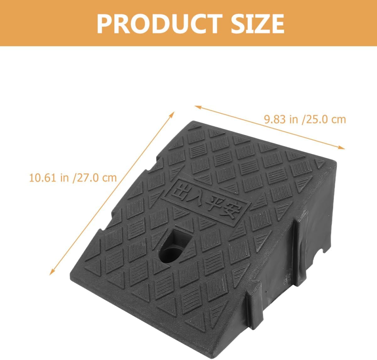TEHAUX Plastic Curb Ramp Mat for Car and Wheelchair Portable Threshold Ramp 250x270x110mm Cushion for Driveway and Outdoor Use