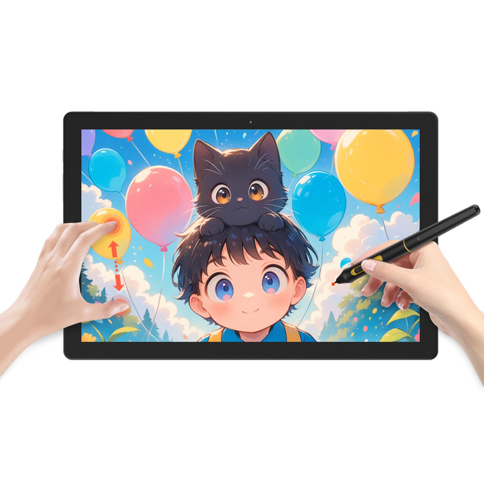 BT-101A Tragbares Digitales Kunst-Tablet mit 10,1-Zoll-IPS-Bildschirm für Künstler, Zeichenpanel mit Batterielosem Stift und Entspiegeltem Touchscreen für Erwachsene Designer