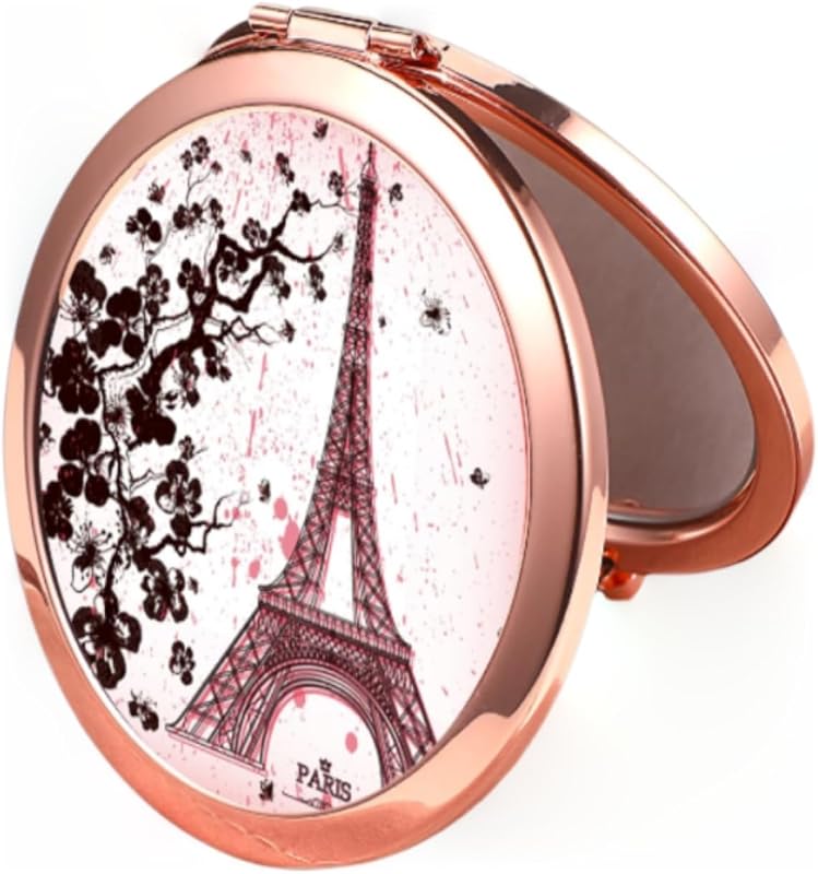 Espelho compacto redondo dobrável Generic Rose gold Eiffel Tower, 1 unidade