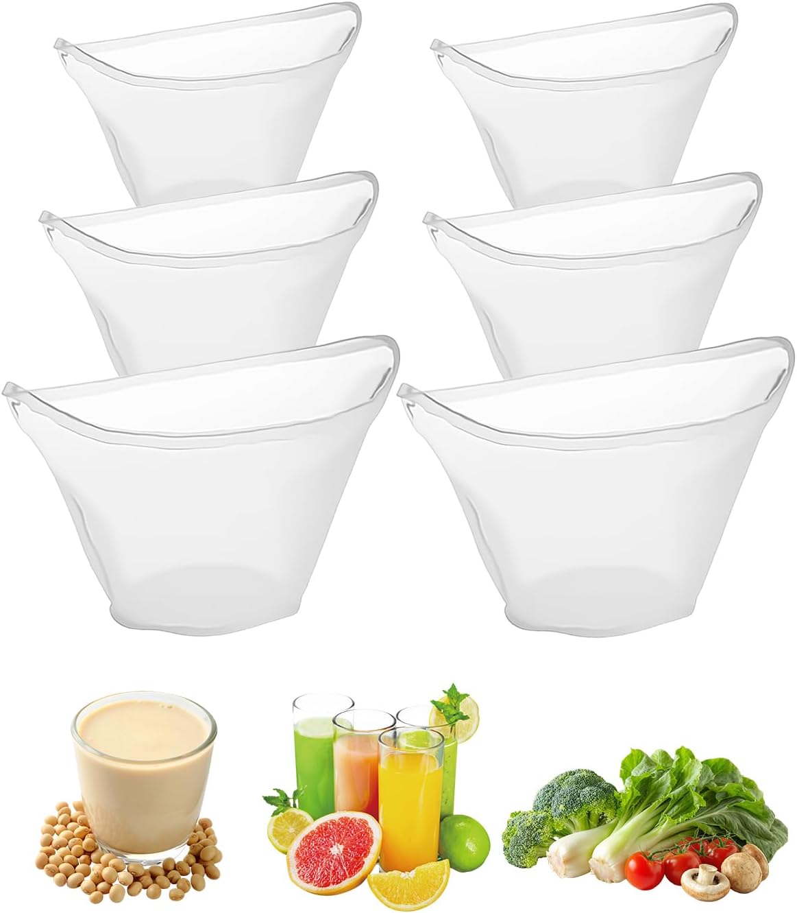 6 Pieces Bowl Shaped Nylon Cheese Cloth Bag for Straining, Reusable Nut Milk Bag Set with Drawstring, Fine Mesh Filter Bags for Almond Milk, Juice, Yogurt, Tea, Small Medium Large Sizes
