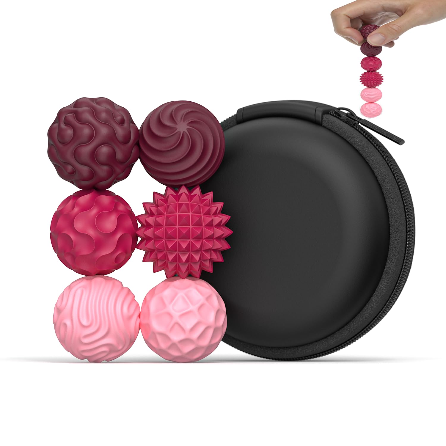 Silicone Magnetic Balls Fidget Toys Adults & Teens, 6PCS Strees Relief Balls Sensory Toys for Autism ADHD Anxiety, Fun Office Desk Silent Toy, Stocking Stuffers for Men Women Gifts (Pink)