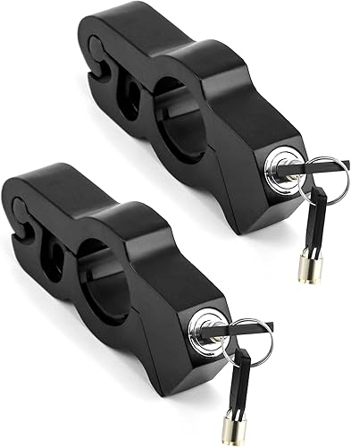 QWORK Cerradura de manillar de bicicleta ajustable antirrobo resistente, paquete de 2  un agarreaceleradorfrenobloqueo de manillar para bicicleta,