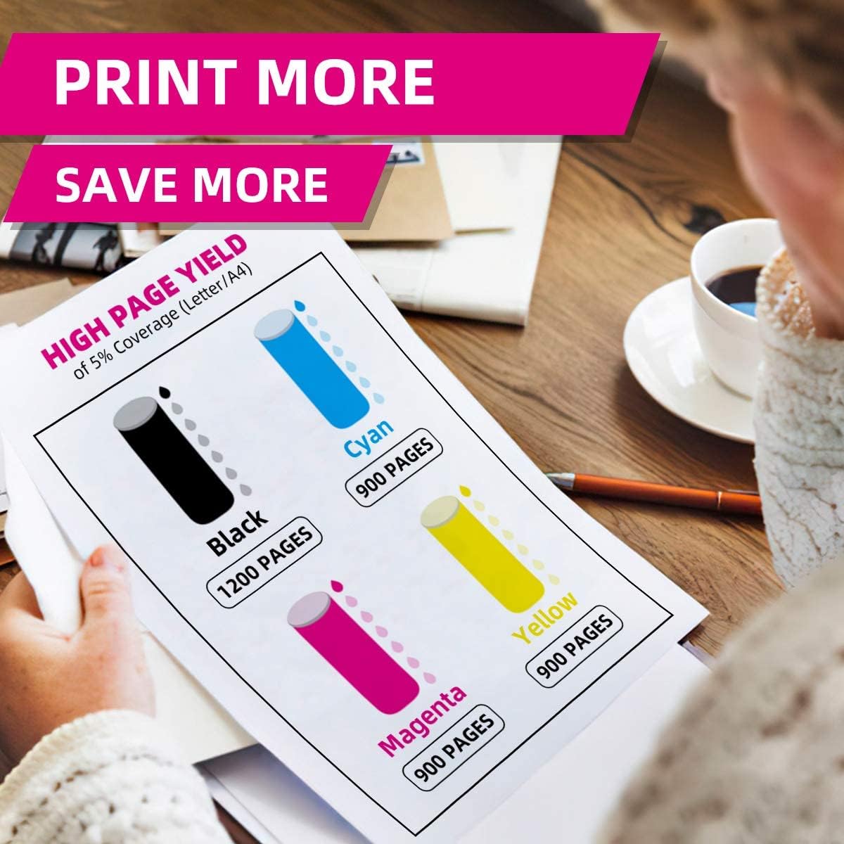 PGI-1200XL Ink Cartridges Compatible with Canon PGI1200XL PGI-1200 1200 Pigment Work for Maxify MB2720 MB2320 MB2020 MB2120 Printer (2 Black, 2 Cyan, 2 Magenta, 2 Yellow, 8-Pack)