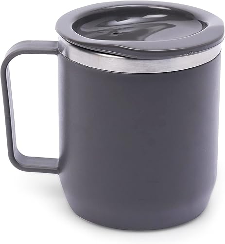Miniatura 8 de ATCUSA Taza interior de acero inoxidable de 10 onzas con asa, taza de viaje al vacío de doble pared, taza con tapa, fabricada en la India, acabado