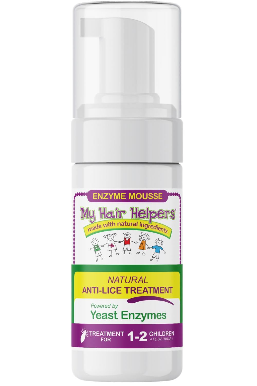 My Hair Helpers Natural Enzymes for Head Lice - Mousse Naturally Dissolves Nit Glue - Unscented Lice Removal Works on 1-2 Children, 4 fl Ounces