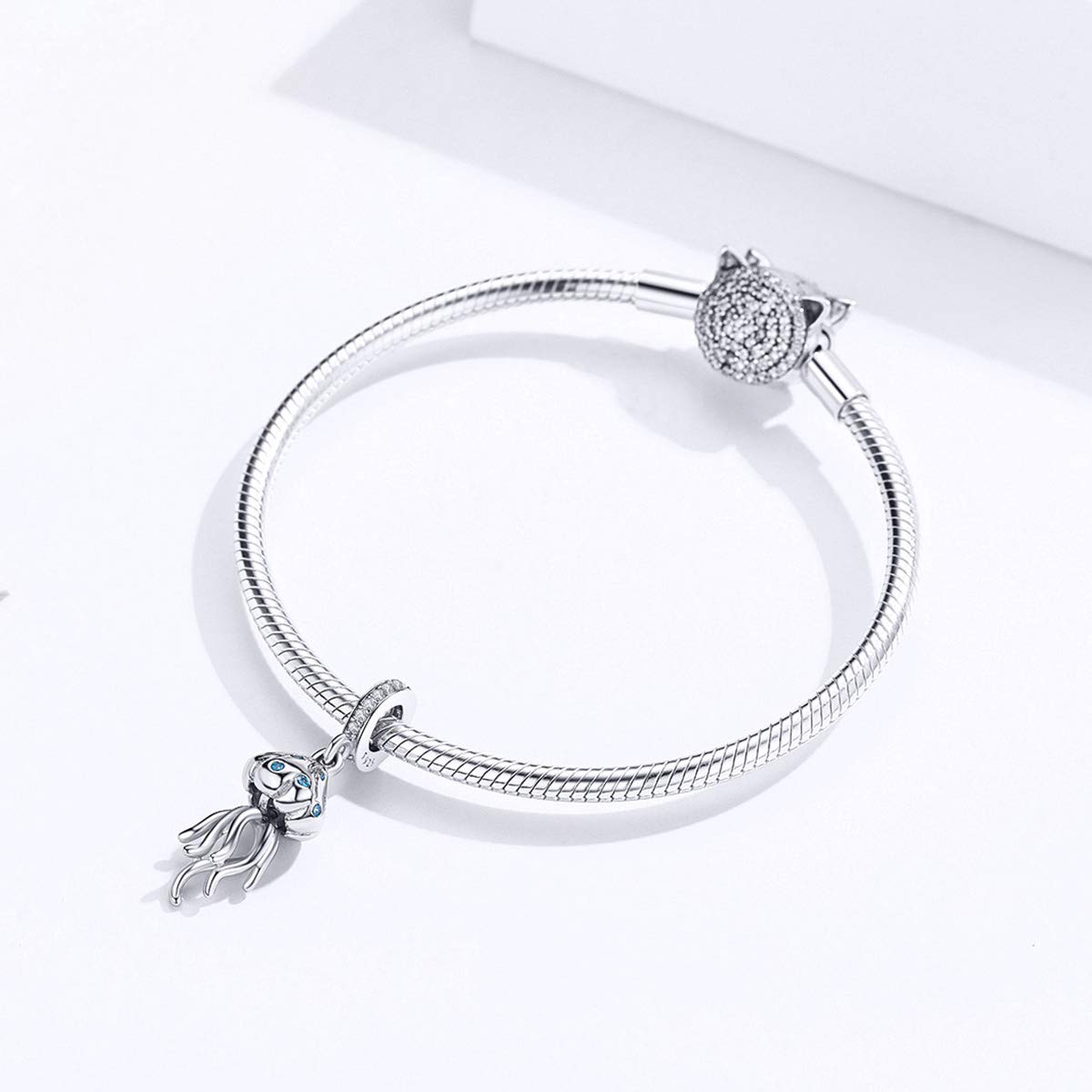 NewL Colgante de medusas de la serie mundial subacuática para pulsera y collar de plata de ley 925 auténtica joyería de bricolaje