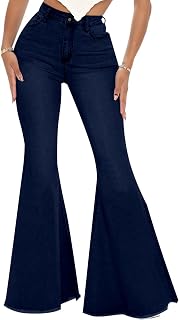 Bell Bottom Jeans for Women Skinny Flared Jeans Elastic High Waisted Vintage 70s Classic Stretchy Wide Leg Denim Pants