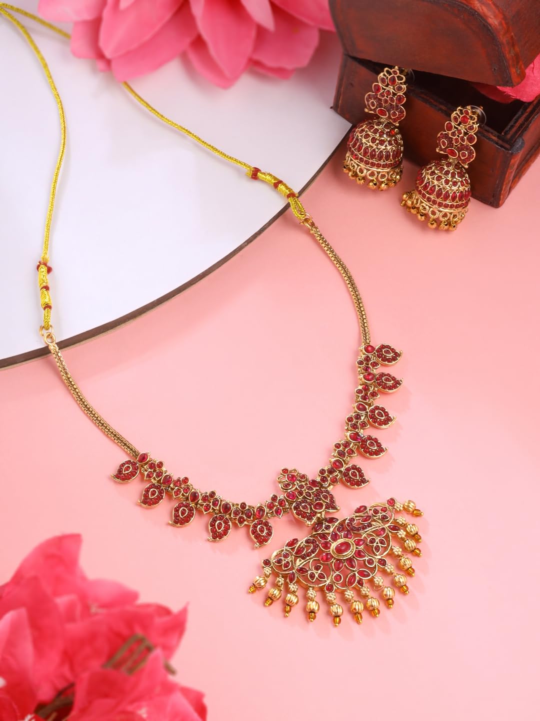 Yellow Chimes Jewellery Set for Women & Girls Bridal Jewellery Set for Wedding Gold Plated Choker Necklace Set | Kundan Choker Set | Birthday Gift for girls & women Anniversary Gift for Wife