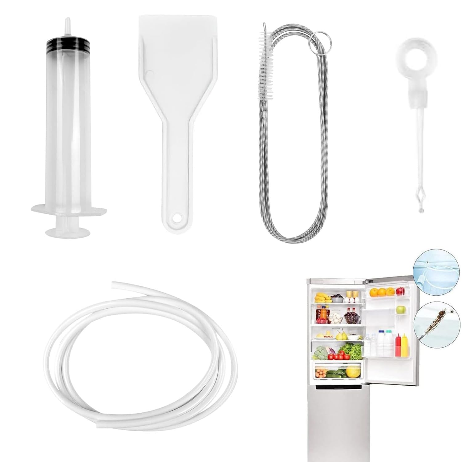 JFangZHZH Fridge Drain Hole Cleaning Tool,5 PCS Fridge Dredger Set,Drain Pipe Cleaning Brush,Refrigerator Drain Pipe Blocked Dredging Tool,for Refrigerator Cleaning