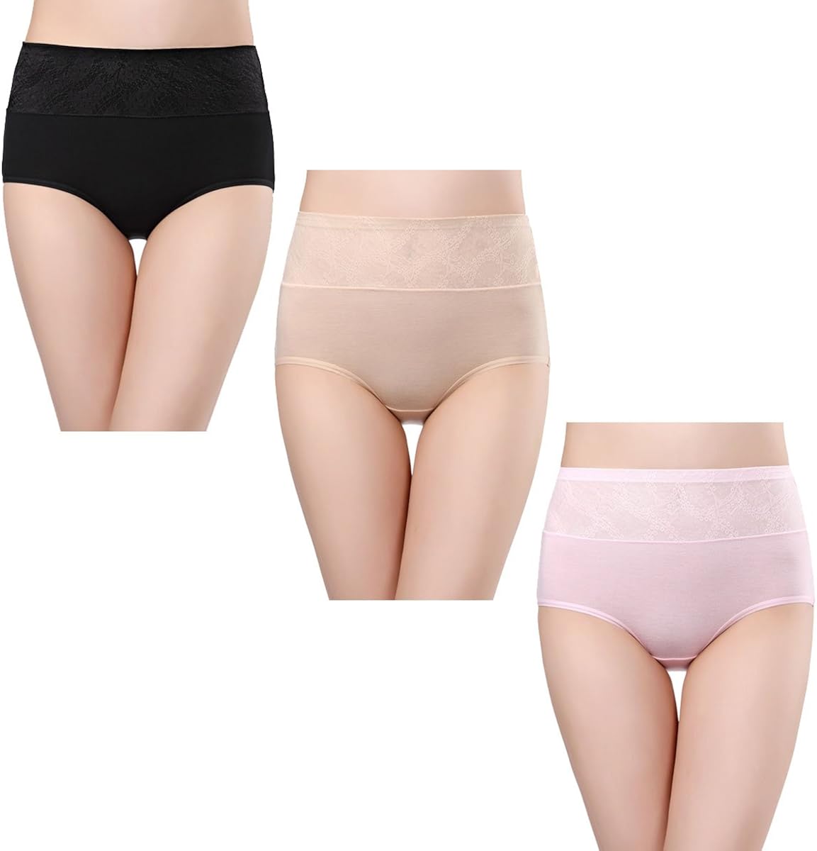 wirarpa Women's Soft 100 Cotton Underwear Panties Ladies High-Cut French Briefs Multipack