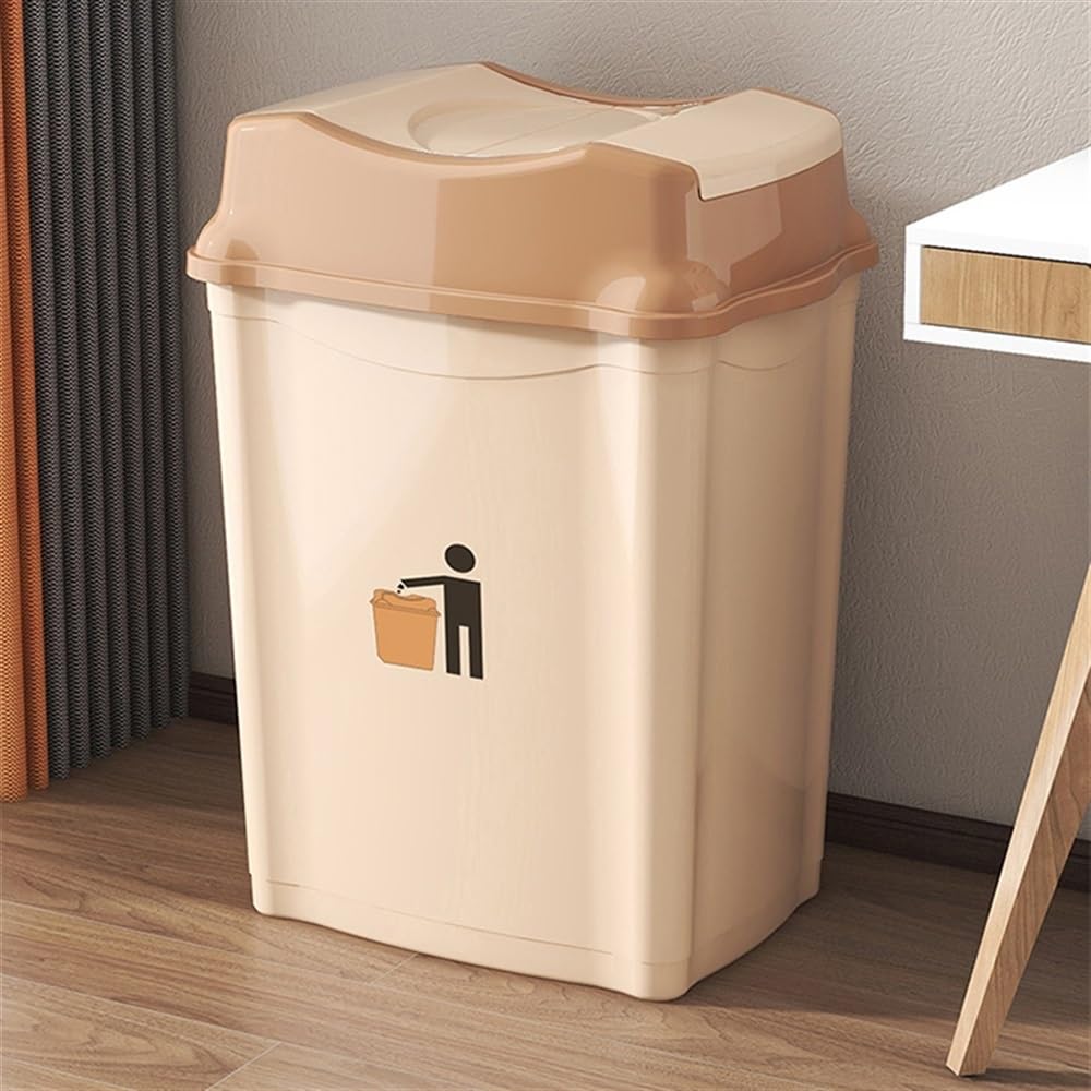 Kosz na śmieci Outdoor Trash Can Plastikowy kosz na śmieci z klapką, wyjmowany kosz na śmieci do kuchni i łazienki z klapką do użytku wewnątrz, na zewnątrz i komercyjny (szary, 50L)