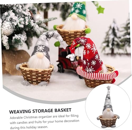 Miniatura 7 de Cesta de dulces de Navidad para cesta de almacenamiento, cesta de contenedor de frutas, decoración del hogar, cesta de pan de Navidad, cesta de