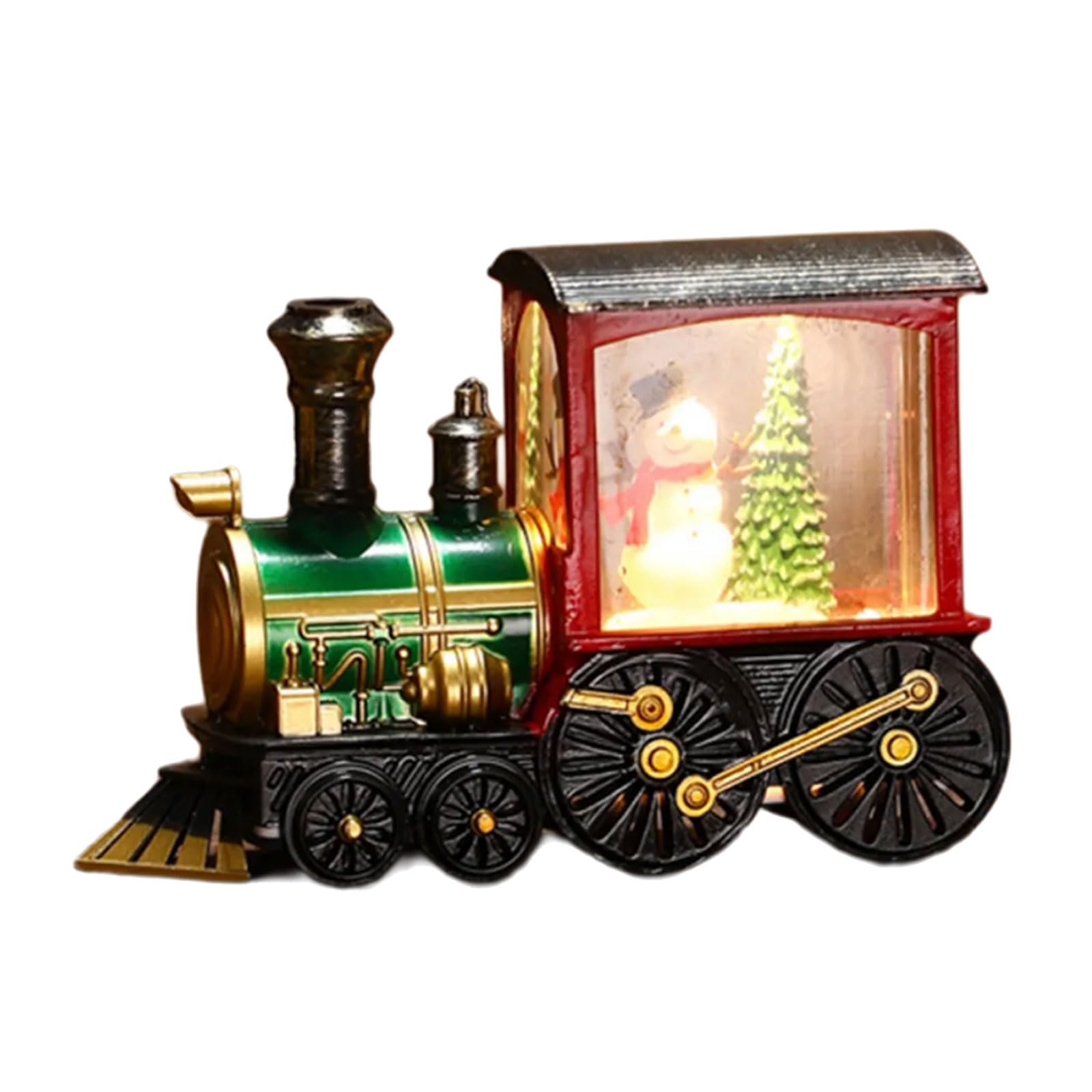Xinsheinelry Illuminated Train for Christmas Celebration Holiday Lighted Miniature Train Home Ornament with Santa Water Nightlight Santa Water Night Light