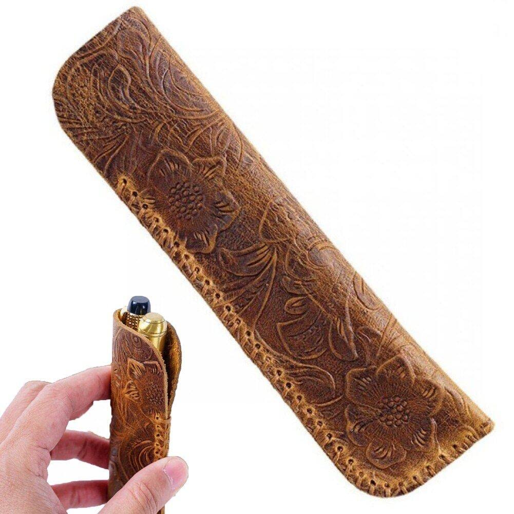 Hrippy Style 1 Leather Pencil Bag Retro Pencil Case Handmade Cowhide Pen Holder Vintage Pen Protective Pouch For School Office Supplies