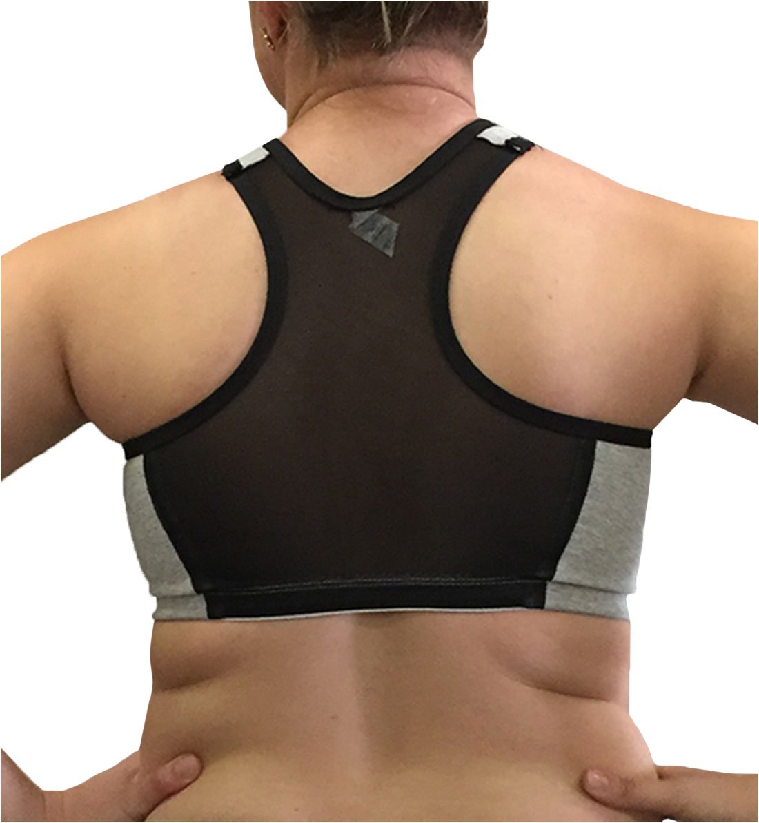 Valmont Women's Color Block Zip Front Sports Bra 1611B 34 D/E Grey/Black