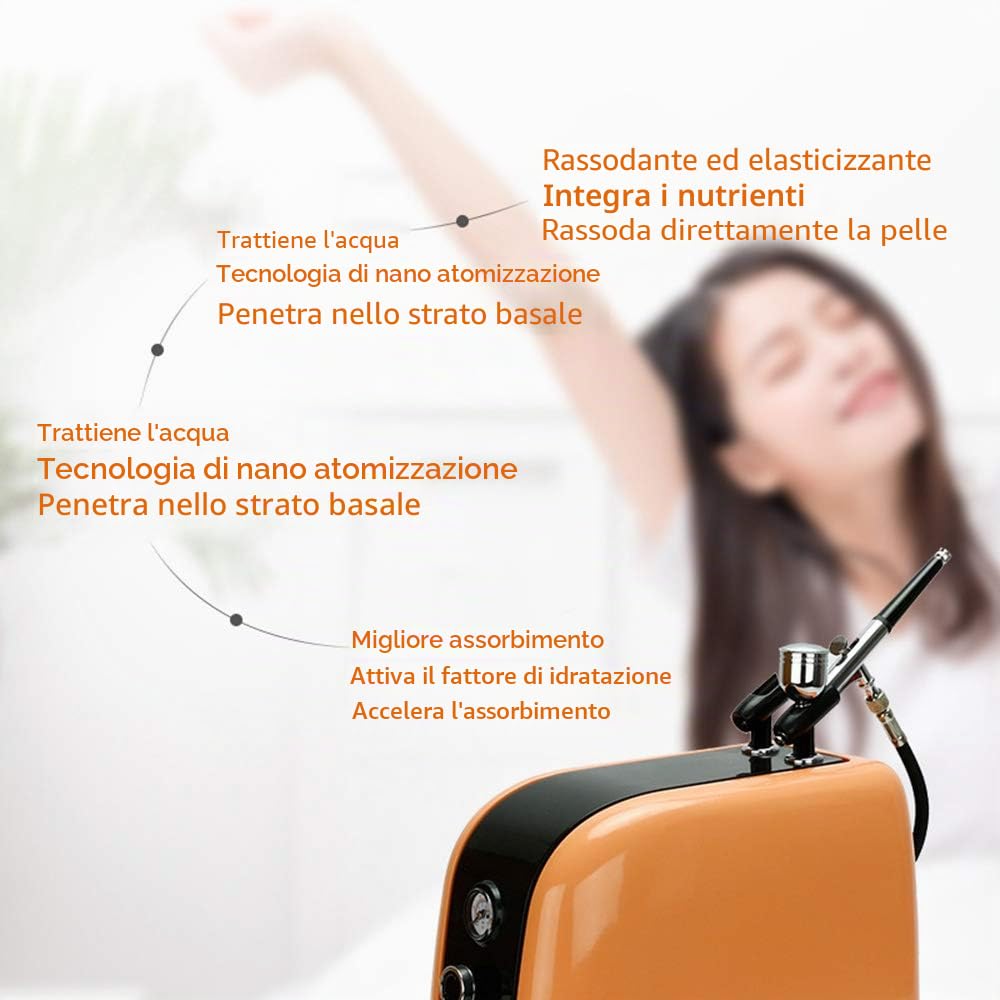 Macchina Iniezione Ossigeno Viso, Spray Spruzzatore Ossigeno Facciale Micro-Nano Idratante Bellezza Pistola Spruzzo, Dell'iniettore Flusso d'Aria: 20-23L / MIN, Pressione: 5PSI / 43PSI (Purple)