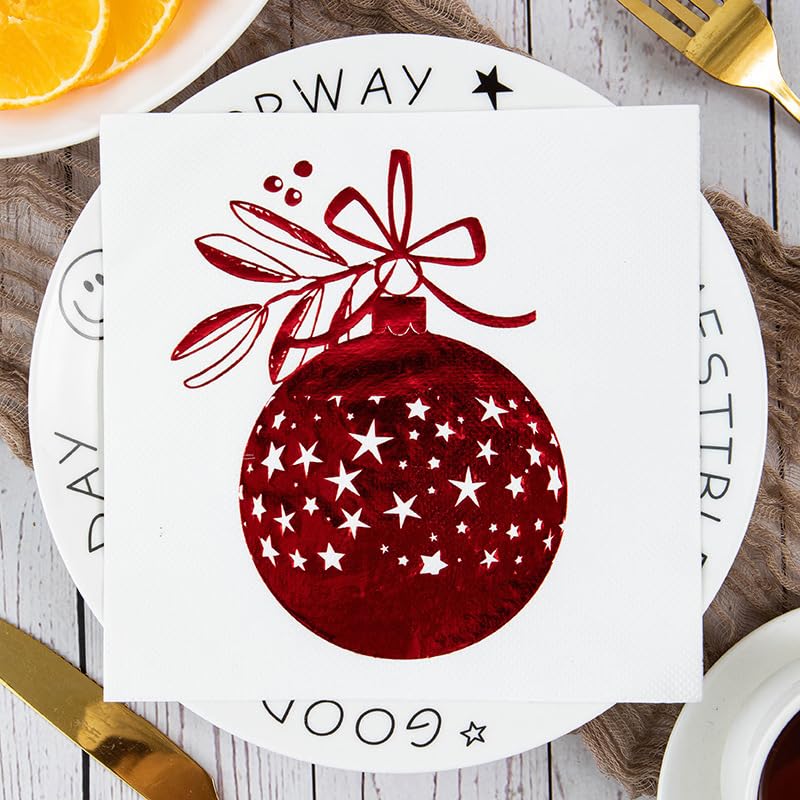 Tovaglioli di Carta Stella Rossa Natale Tovaglioli Decorati Per Decoupage Bar Compleanno Carta Igienica Tovagliolo Decorazione Da Tavola Usa e getta Per Matrimoni Feste 30 Packs(33x33cm)