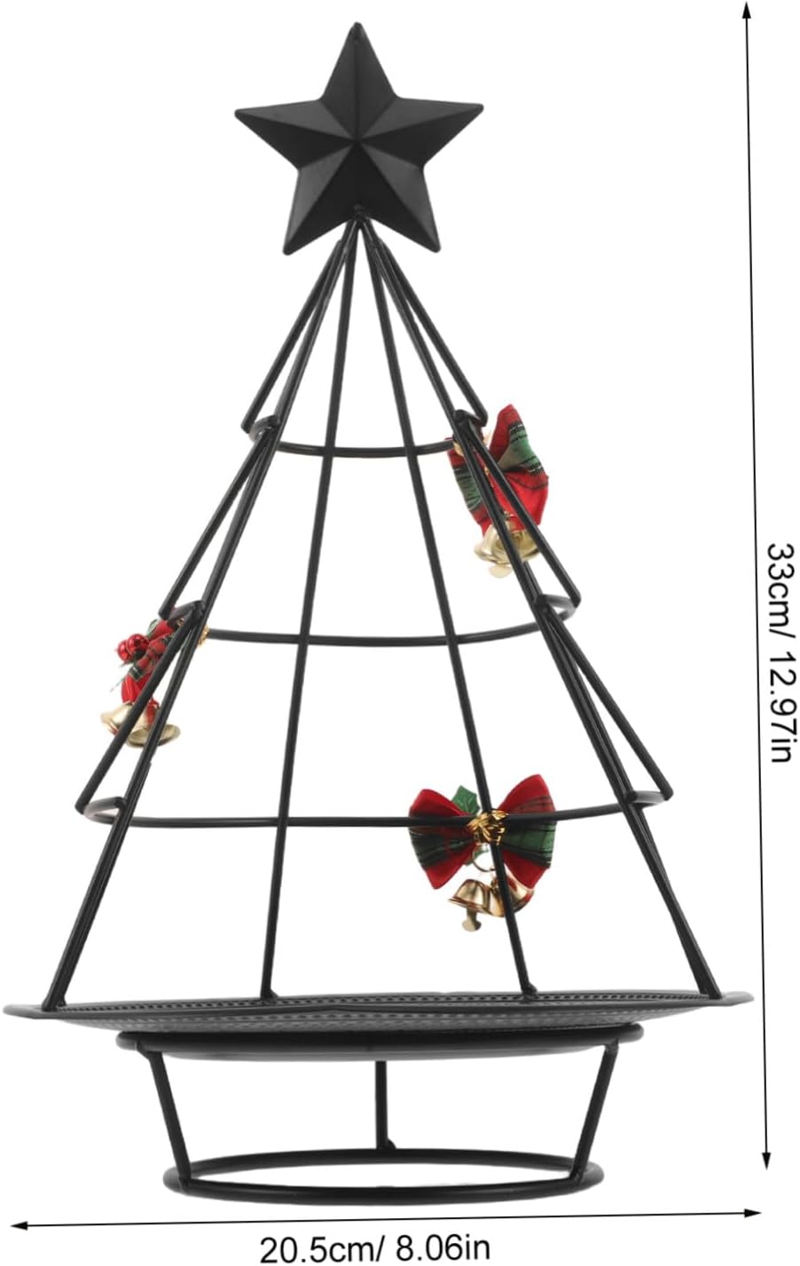 Iron Christmas Tree Tray Holiday Tabletop Display Stand Black