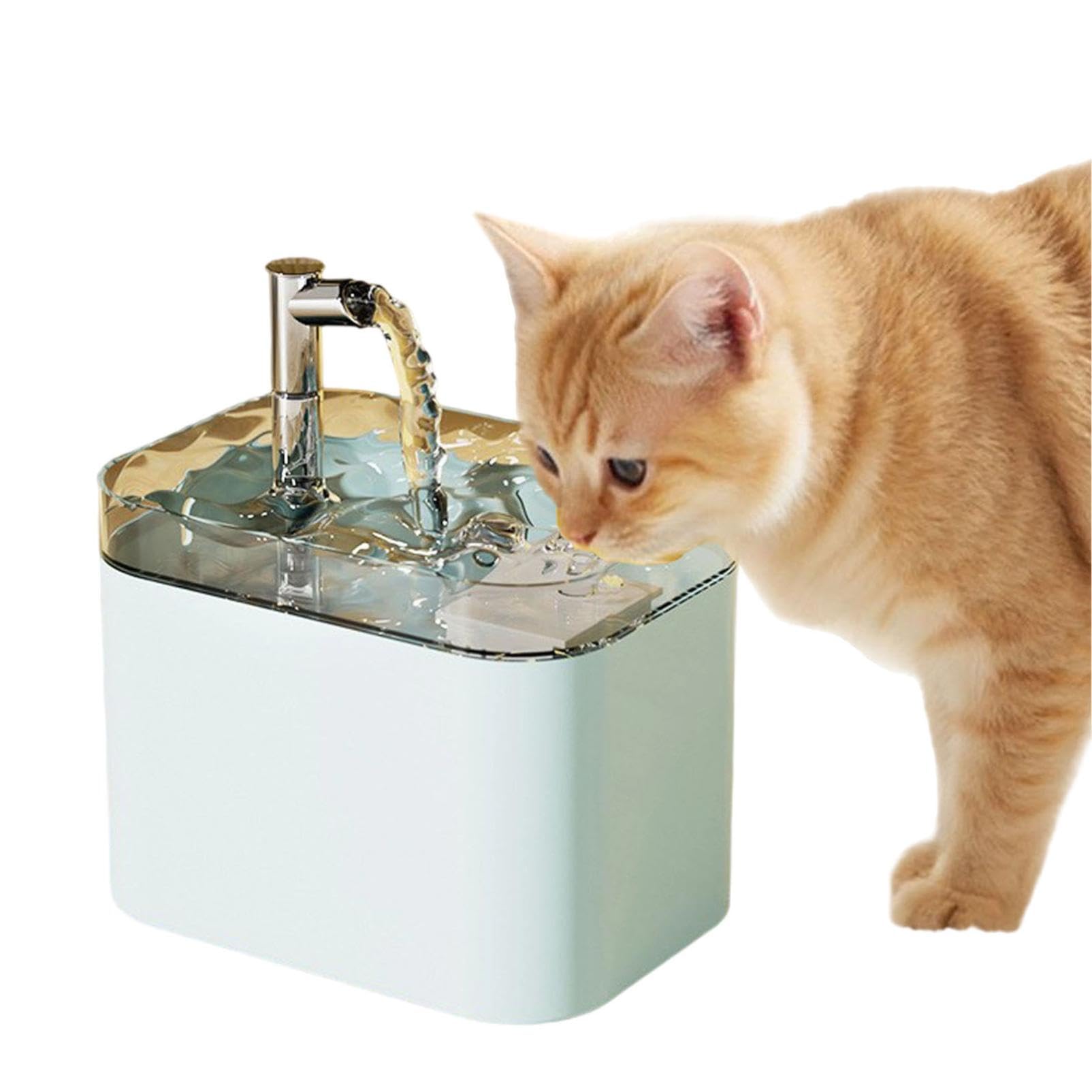 Cat Water Fountain for Drinking, 1.5L Transparent Cat Fountain Faucet Design, Cats Water Fountain Visible Water Level, Silent Water Pump, Automatic Circulation Filter for Pets (E, 17x14x12.5cm)