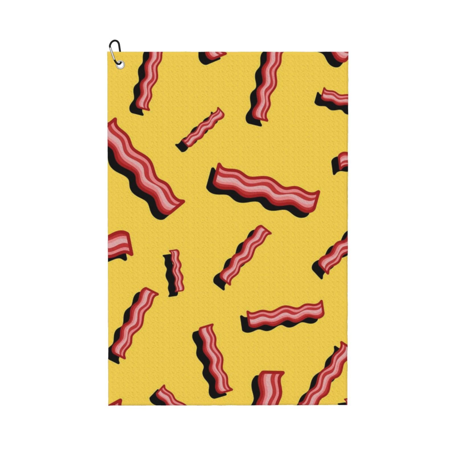 Hnnkloy Bacon Yellow Background, 16x24 in Portable Waffle Golf Towels with Carabiner Clip for Golf Bag