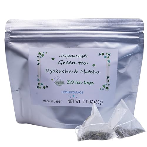 HOSHINOUTAGE Té Verde Japonés Ryokucha con Bolsa de Té Matcha 30 piezas