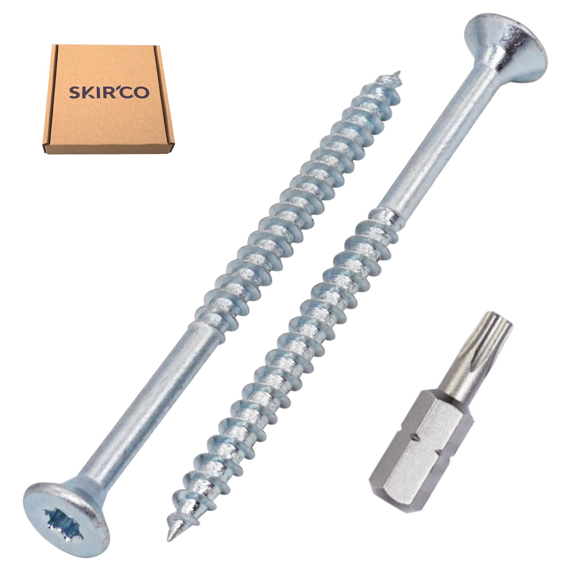 SKIR'CO (20 pcs) Zinc Plated Steel Wood Screws 5.0 x 70 mm, Torx Countersunk Head Screws, Chipboard Screws, Partially Threaded - Image 2