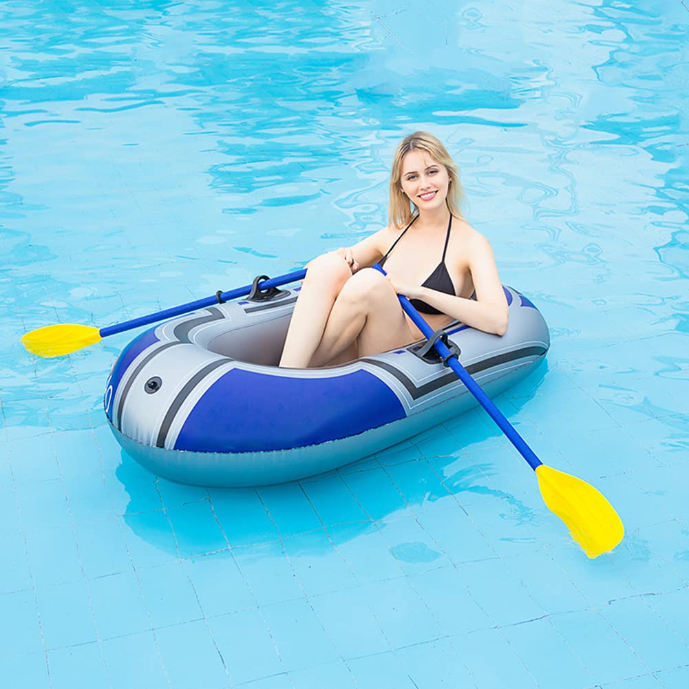 Bateau Gonflable PVC 1 Personne Portable Pliable Dur Pêche De Fond Drift Raft Kayak avec Pagaies Et Pompe (150x100cm)