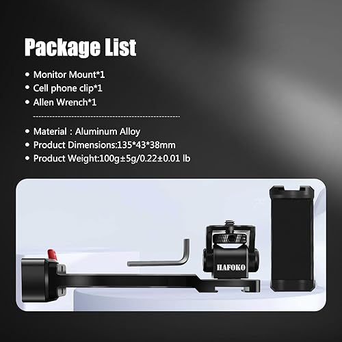 Miniatura 7 de HAFOKO RS3 Soporte para monitor de cardán RS2 Placa de extensión de metal con rosca de 14 pulgadas para soporte de luz de micrófono compatible con