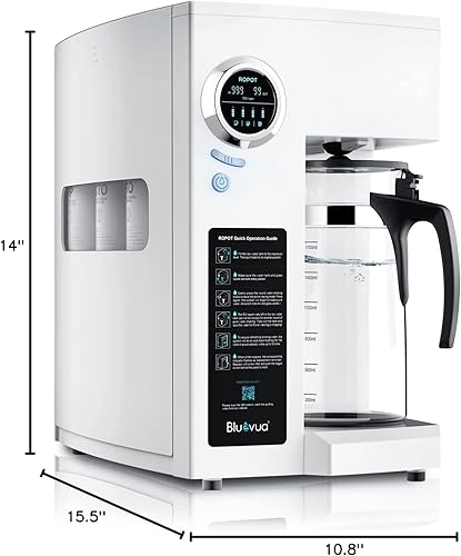 Miniatura 7 de Bluevua RO100ROPOT - Filtro de agua de encimera con sistema de ósmosis inversa purificación de 4 etapas filtración de RO de contador 21 puro para