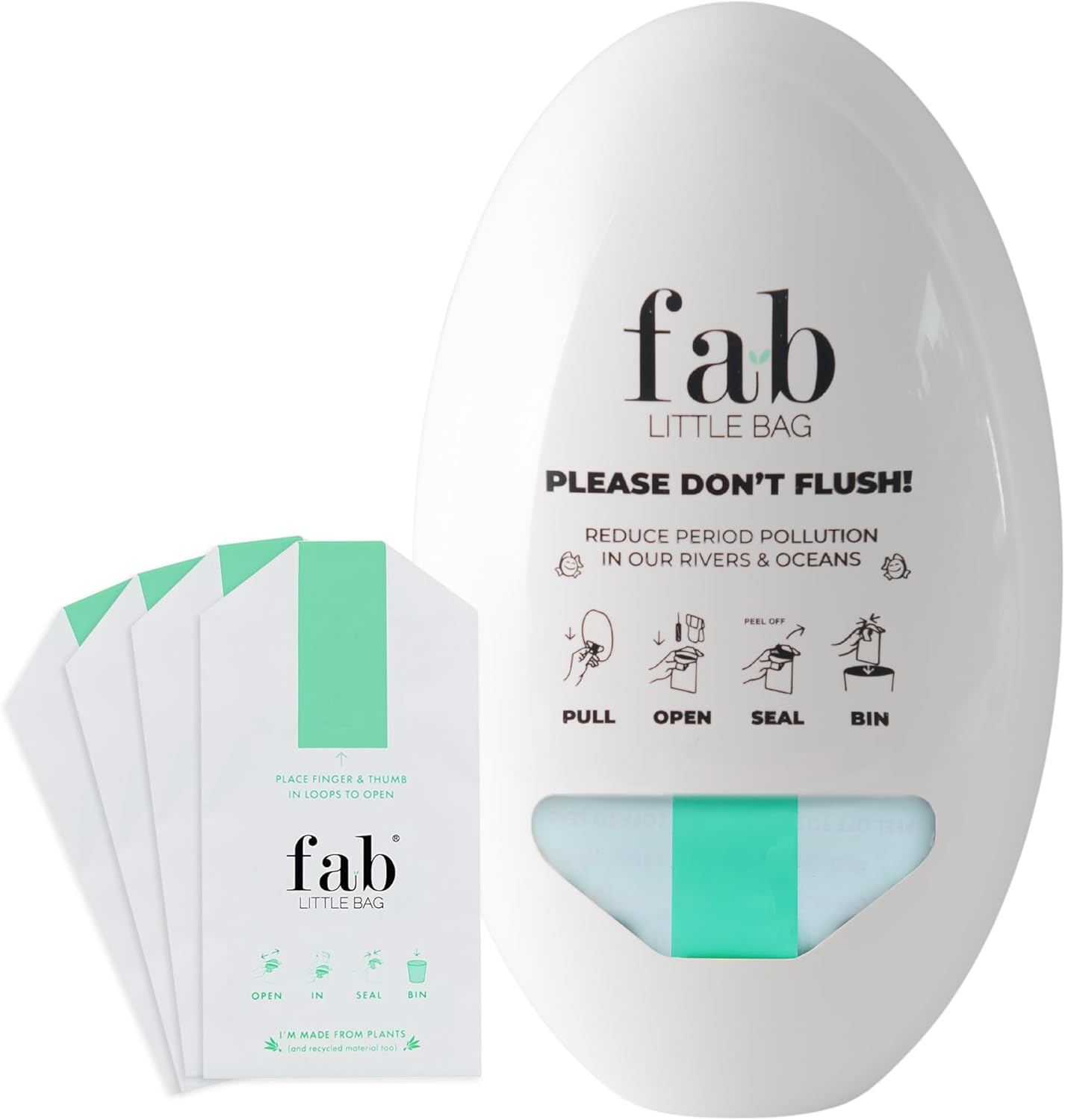 Fab Little Bag Feminine Hygiene Disposable Bags Set for Tampons and Sanitary Pads, Feminine Care Products Kit, Comes with 100 Bags and the Dispenser