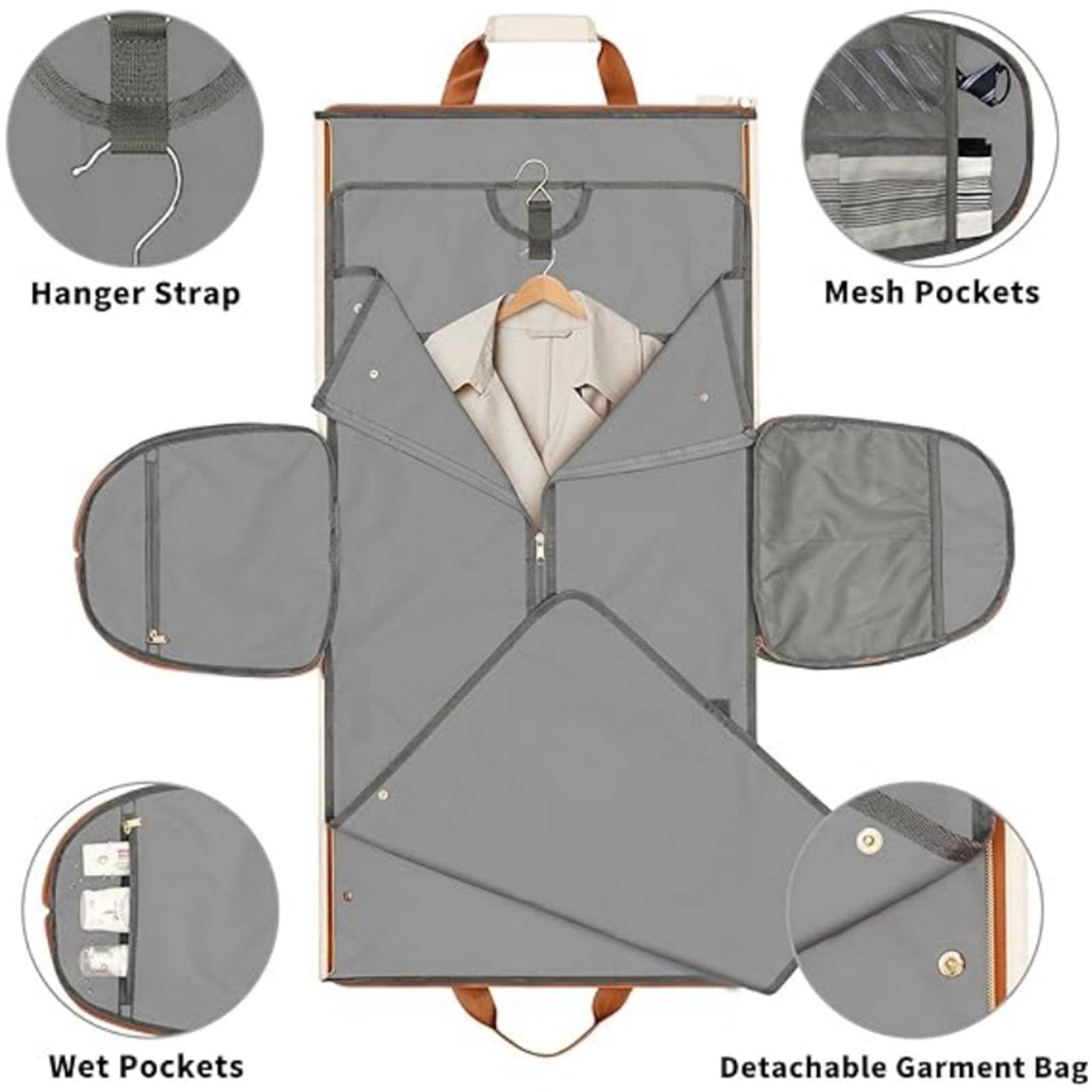 Hixingo Handgepäck-Kleidersack, Umwandelbarer Anzugtasche Rucksäcke Kleidersack, Weekender Nachttasche mit Schuhbeutel, die 2-in-1-Hängekoffer-Reisetaschen, für Reisen Koffer (Schwarz)