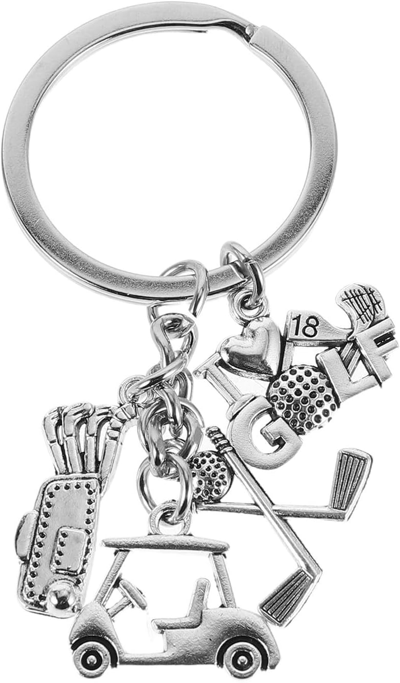 2pcs Golf Cart Keychain Metal Sports Charm for Men Women
