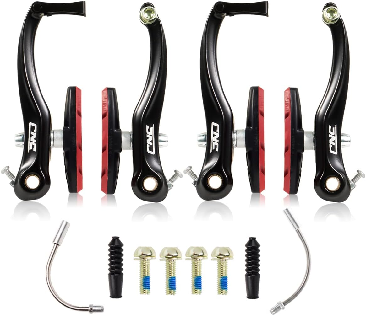 CNC V Brake Set, Bicycle Linear Pull V Brakes for Front/Rear Wheel, Long Arm 110mm, Black …