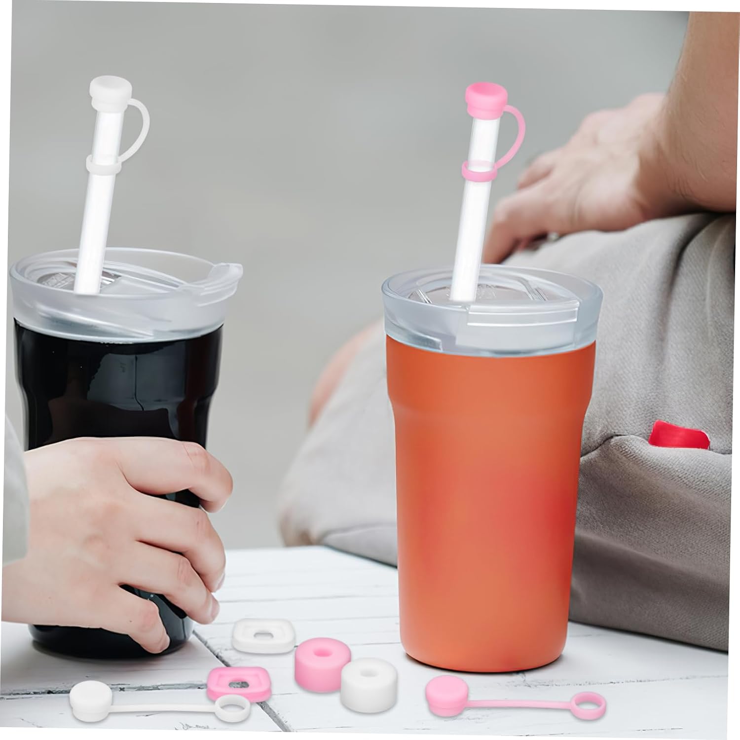 12 Pcs Silicone Straw Topper Covers for Travel and Home