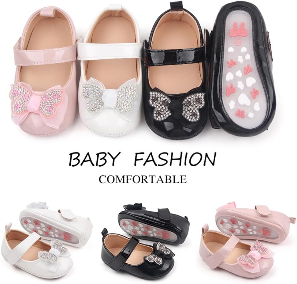 Infant Baby Girls Princess Wedding Dress Mary Jane Flats,Toddler Soft Sole Prewalker Sparkly Lightweight Shoes - Image 2
