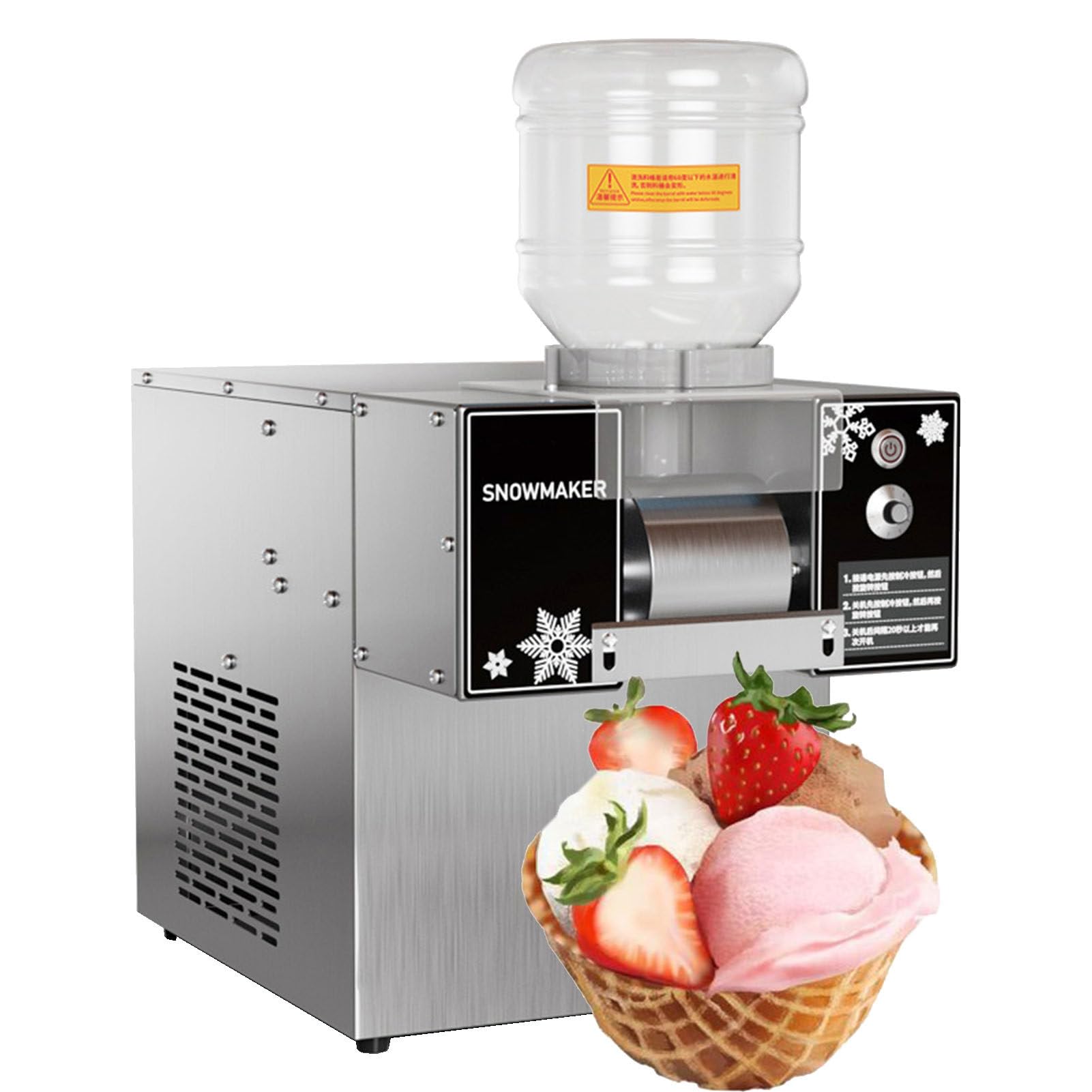 Nicvrea Commercial Korean Kakigori Mesin ES Snowflake Flake Cream Crusher Maker Shaved Speed Adjustable Machine,Ice Shaver Bingsu Making Machine,120KG