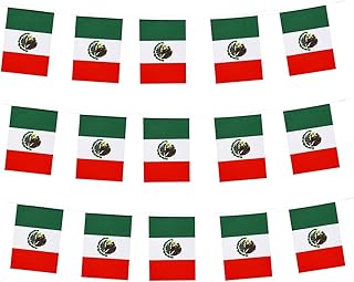 Mexico Flag Mexican Flag, Small String Mexico Flags Mini Mexican Flags Banner, Used for Party School Sports Events Patriotic Festival Decorations
