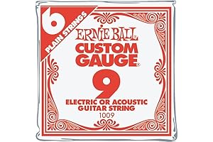 Ernie Ball Nickel Plain Single Electric Guitar String .009 6-Pack: The Ultimate...