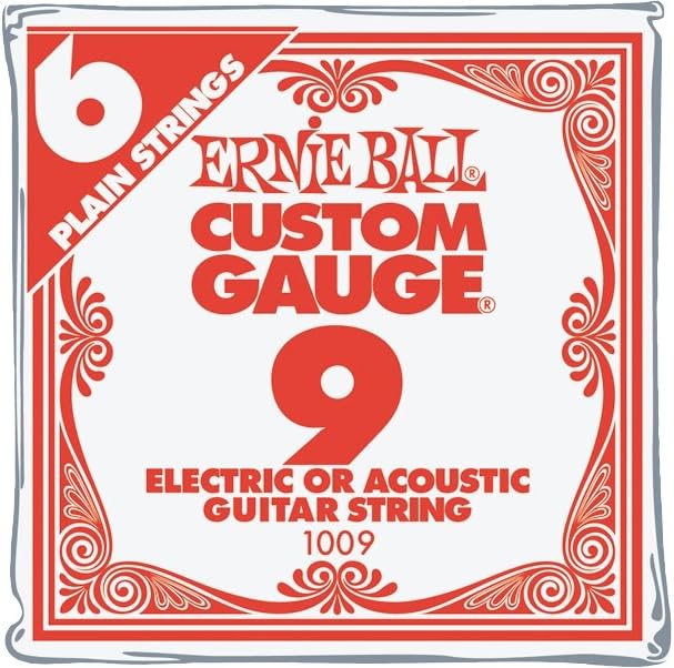 Ernie Ball Nickel Plain Single Guitar String .009 6-Pack