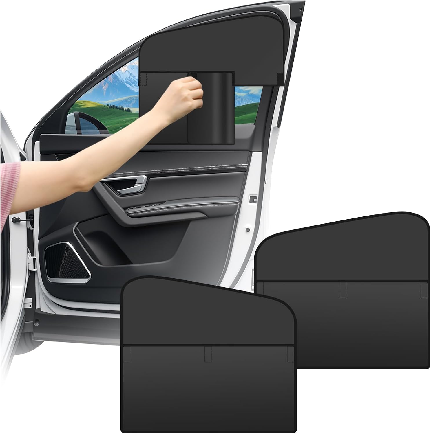 Car Sun Shade Side Window,Thickened Magnetic Car Window Shades for Side Windows Block Sunlight & Private Space,Foldable Universal Cars Curtains for Windows for Cars,SUVs (Front)