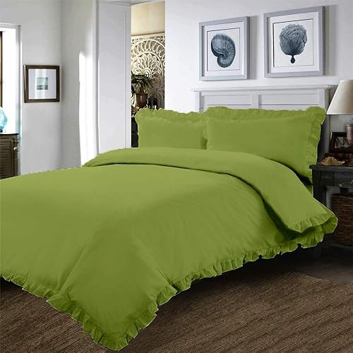 Miniatura 10 de Juego de funda de edredón  1 funda de edredón con volantes y esquinas de borde de volantes y 2 fundas de almohada, color azul rey, KingCal King,