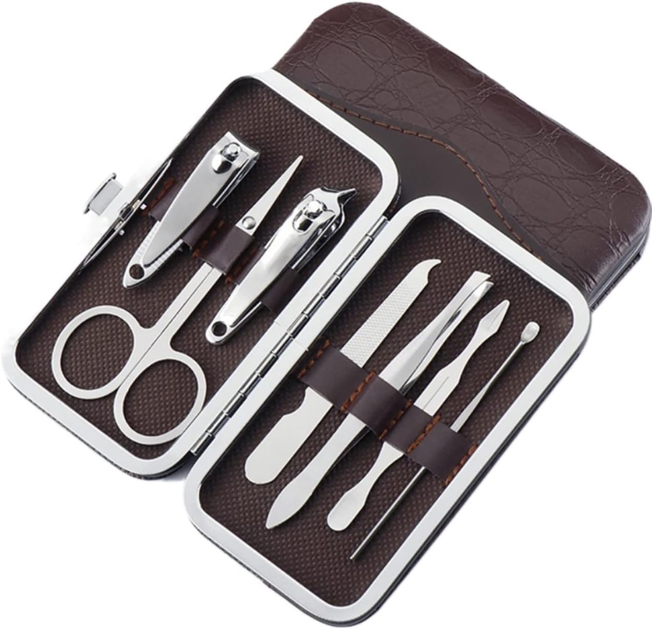 MEI DE MODA Professional Manicure Pedicure Kit | Luxury Nail Grooming Set With Designer Leather Case (7PCS)
