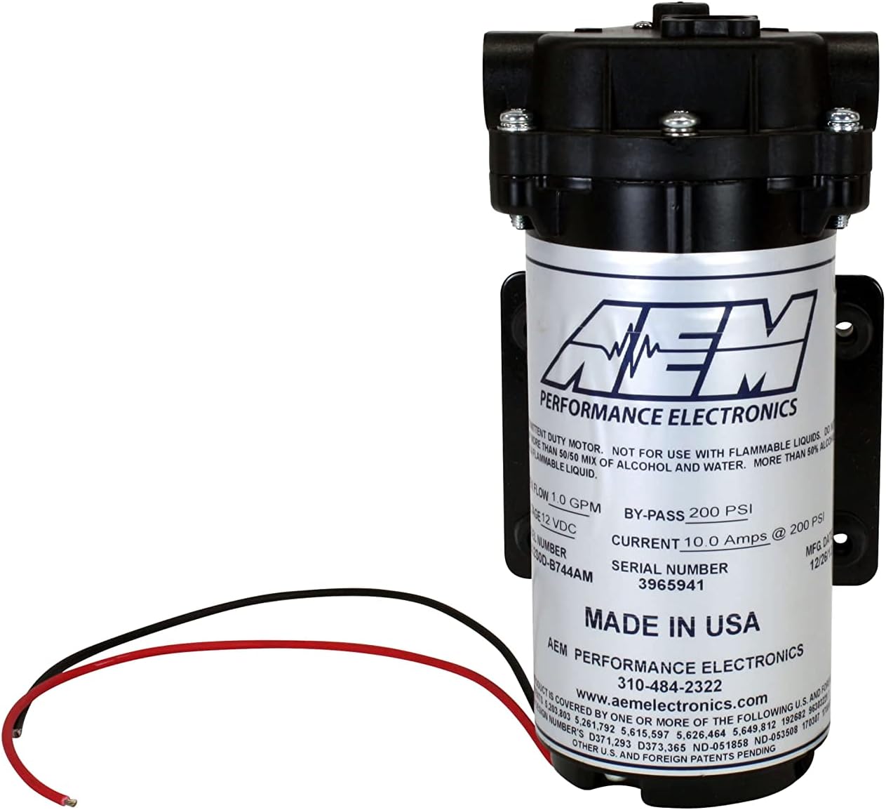 AEM 30-3015 Water/Methanol Injection Pump, Black