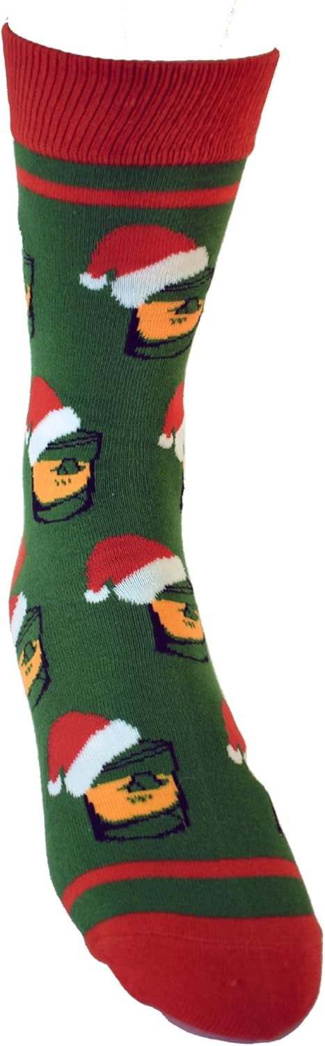 Bourbon Glasses with Santa Hats Men's Socks | Bourbon Gift for Men Funny Novelty Fashion Dress Socks | Unique Stocking Stuffer for Bourbon Whiskey Lovers - Image 6
